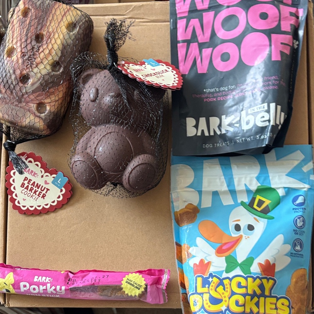 Bark Dog Treat Bundle with Pink, Blue, Brown and Black Packaging